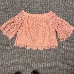 Mustard Seed Lace Off-Shoulder Blouse